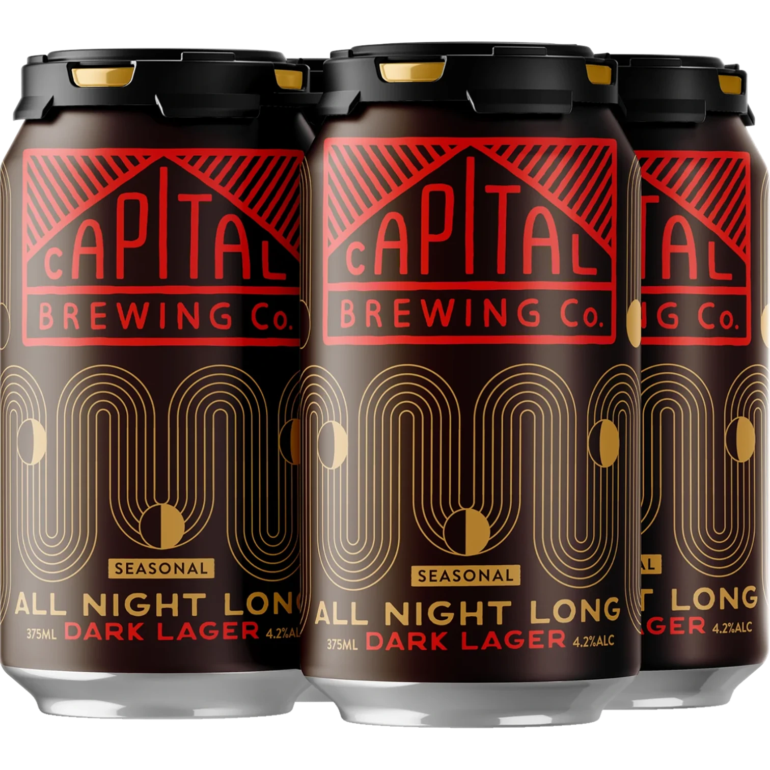 Capital Brewing Co All Night Long Dark Lager Cans 375mL 4 Pack