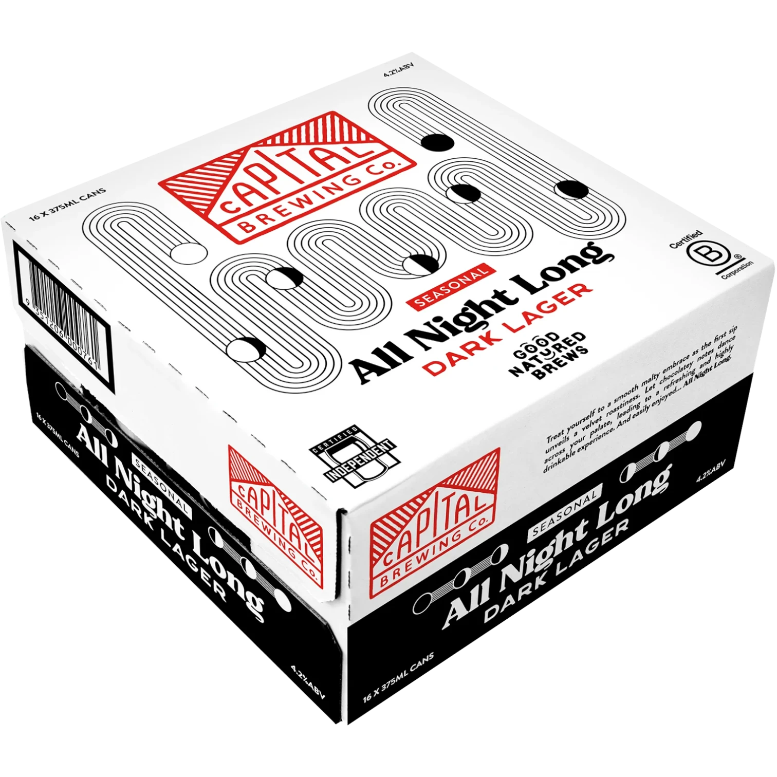 Capital Brewing Co All Night Long Dark Lager Cans 375mL Case