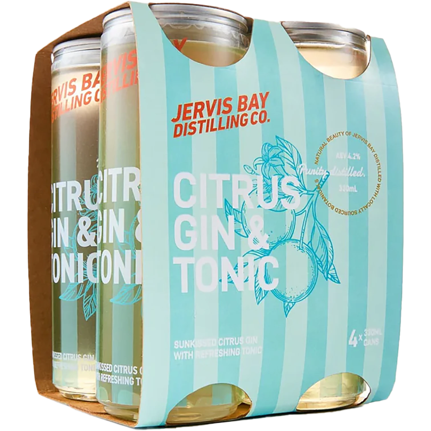 Jervis Bay Distilling Co Citrus Gin & Tonic Cans 330mL 4 Pack