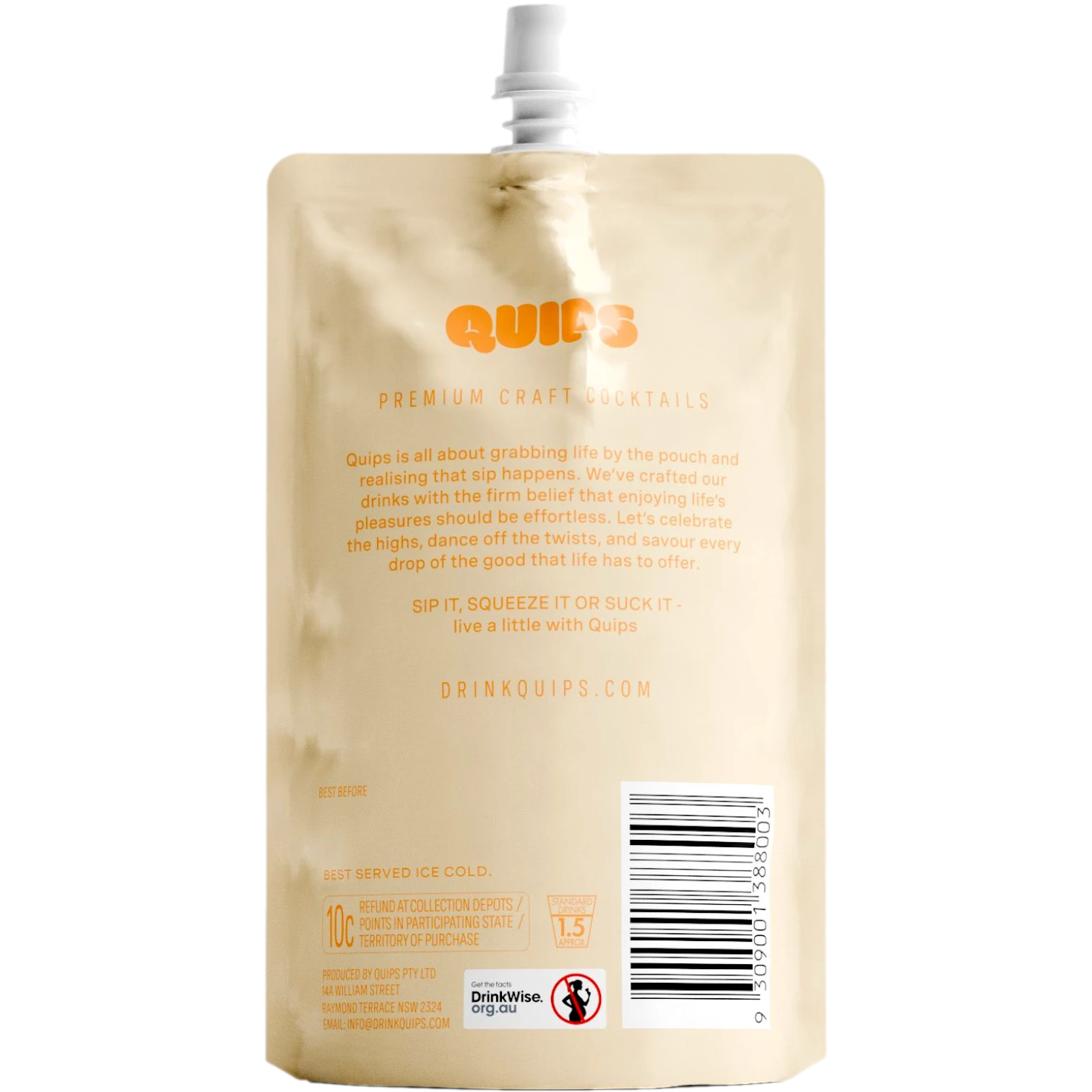 Quips Mango Daiquiri Cocktail Pouch 168mL Back Label