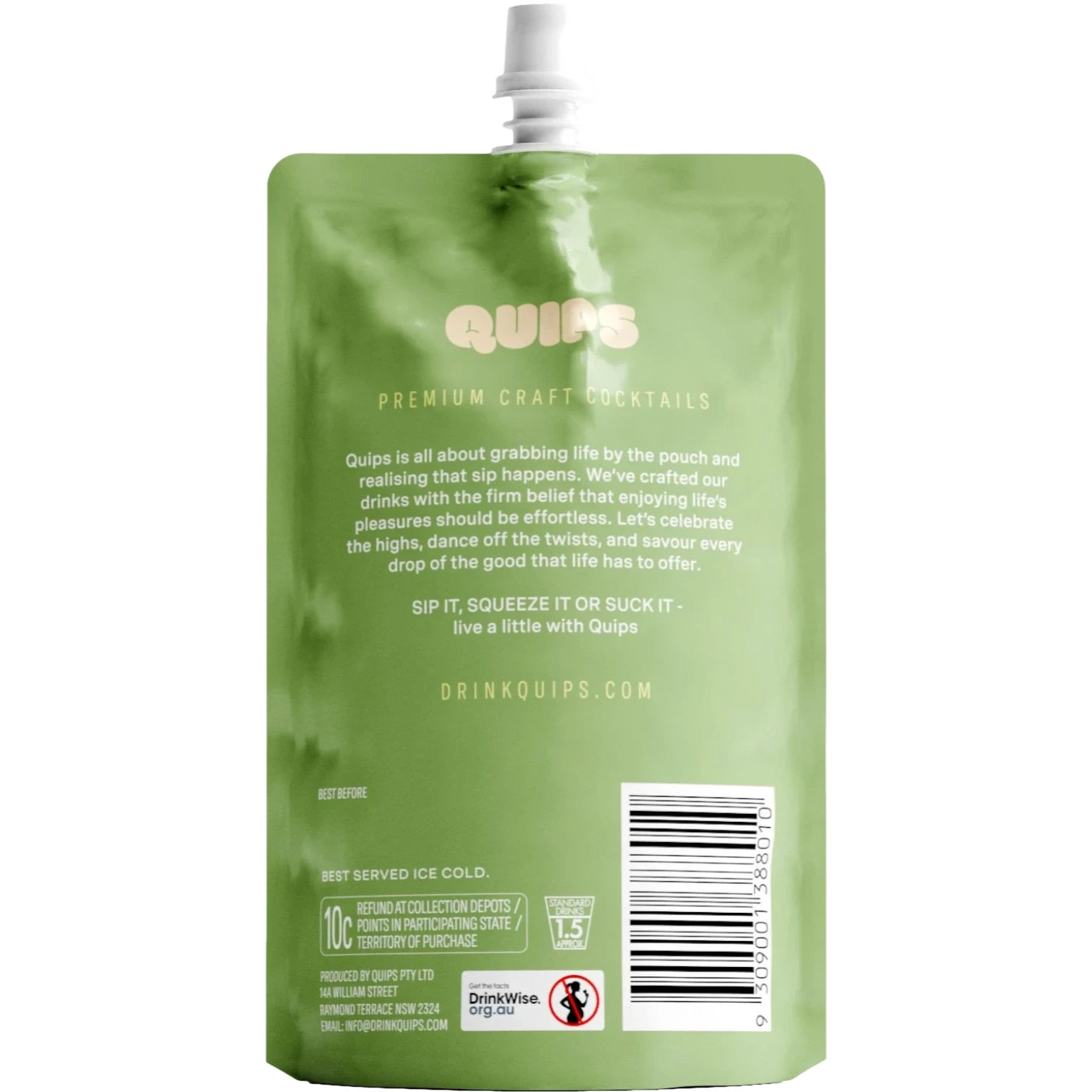 Quips Tommy's Margarita Cocktail Pouch 168mL Back Label