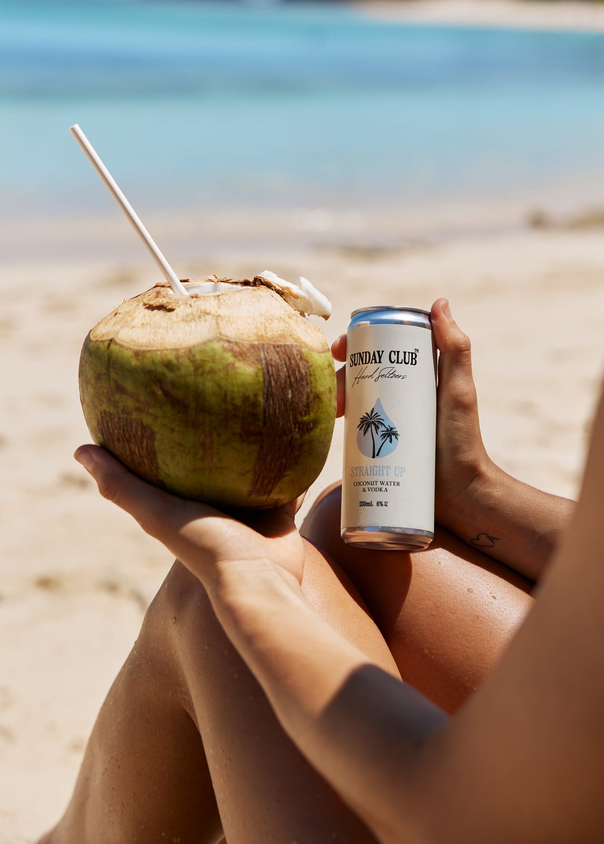 Sunday Club Straight Up Coconut Water Seltzer Cans 330mL 16 Pack