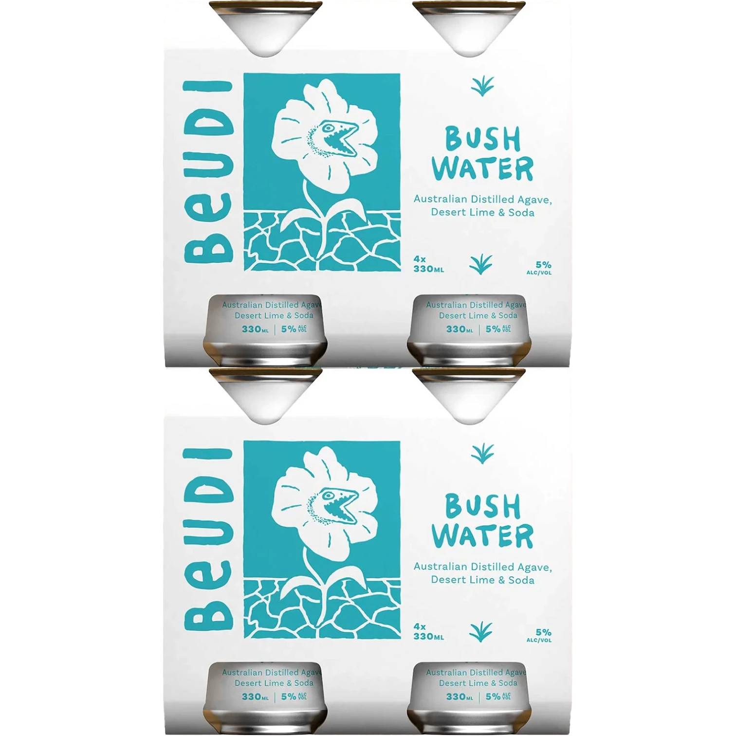 Beudi Bushwater Agave Desert Lime & Soda Cans 330mL