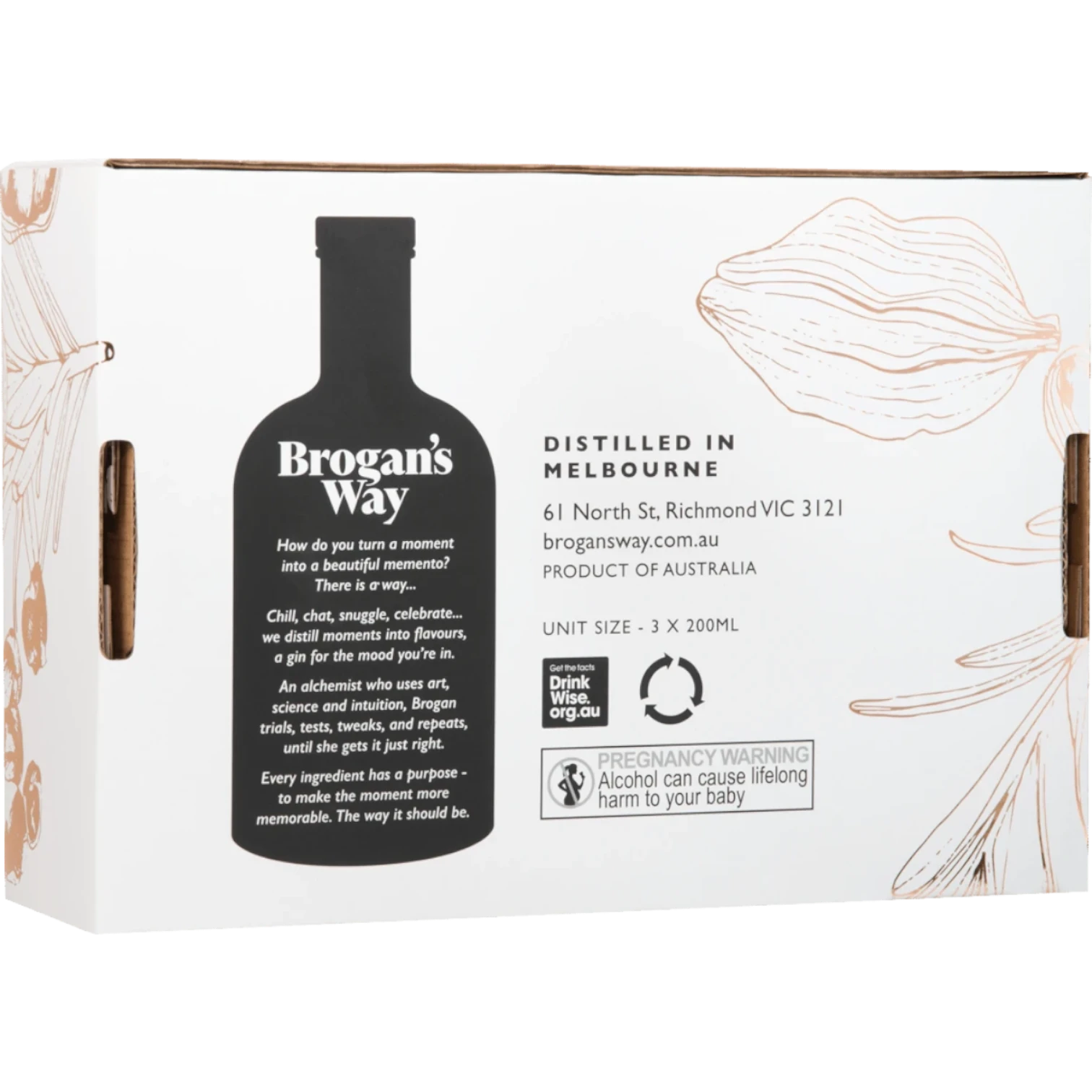 Brogan's Way Gin Gift Pack 3 x 200mL Back