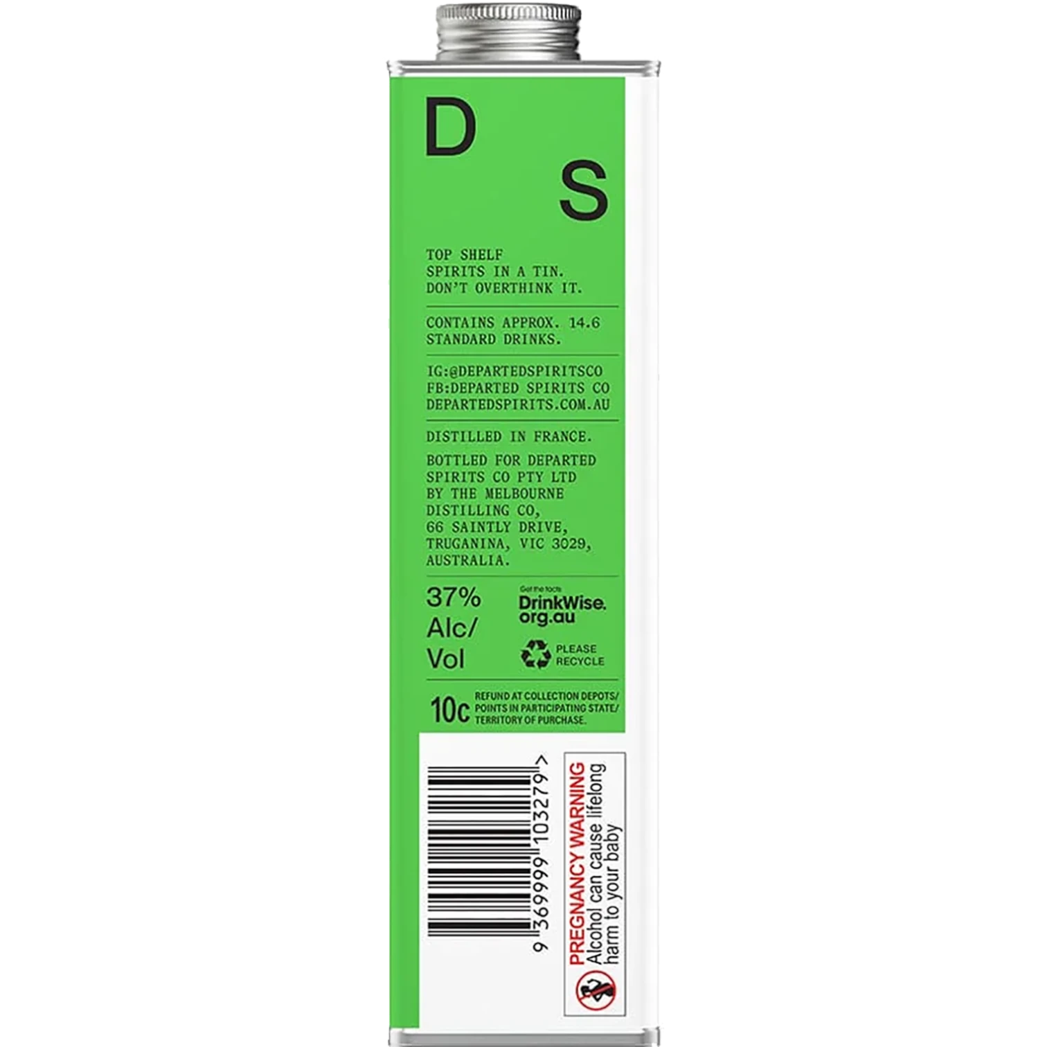 Departed Spirits Green Apple Vodka 500mL Side Label