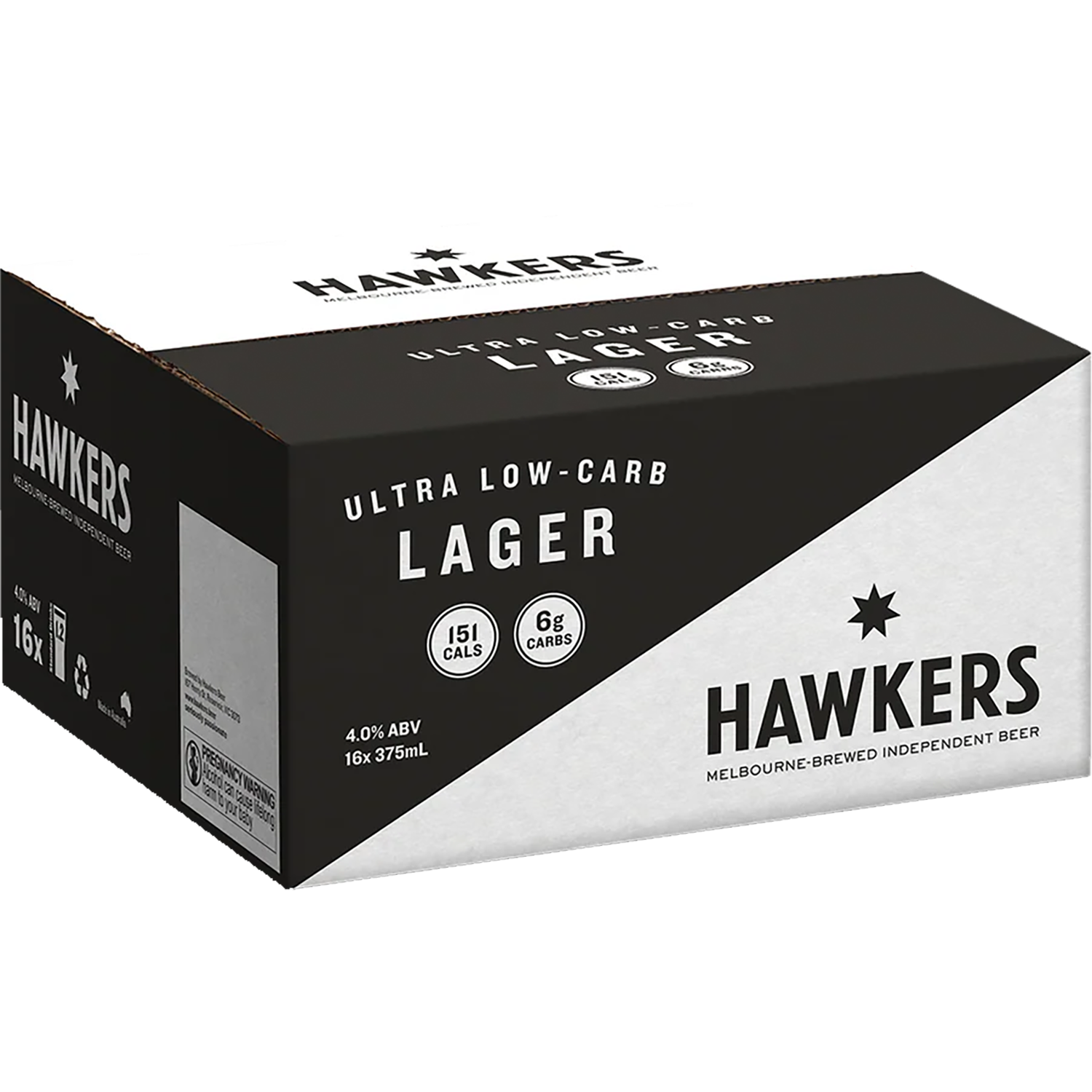 Hawkers Ultra Low Carb Lager Cans 375mL
